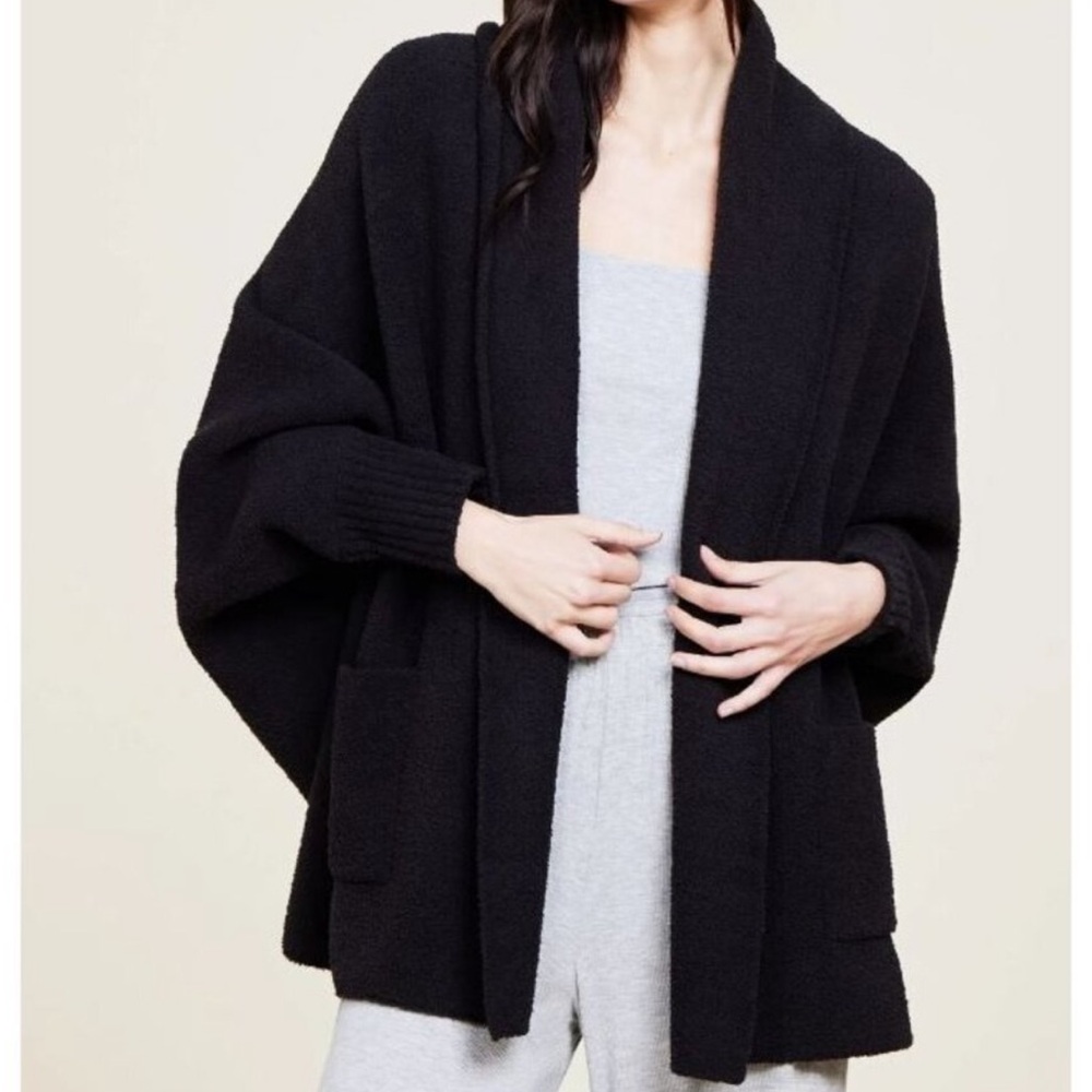Barefoot Dreams Cozy Chic Ultra Lite Cardigan Black Relaxed Quiet Luxury Layer